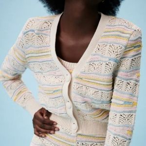 Zara Pointelle Pastel Cardigan Size M